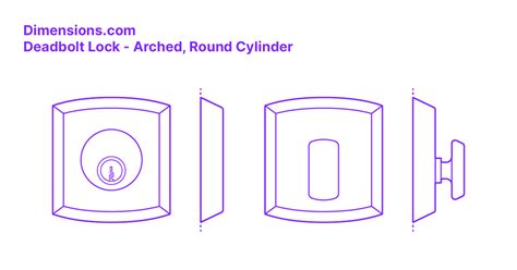 Deadbolt Lock - Arched, Round Cylinder Dimensions & Drawings ...