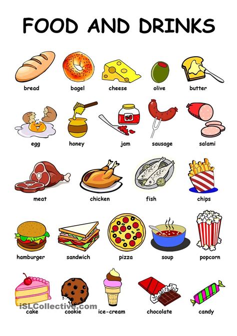 Food & Drinks | English vocabulary, Learning english for kids, English ...