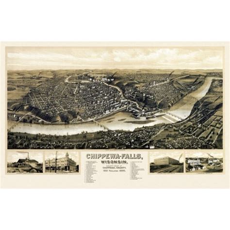 Antique Map of Chippewa Falls Wisconsin 1907 Chippewa County Poster Print - Walmart.com ...