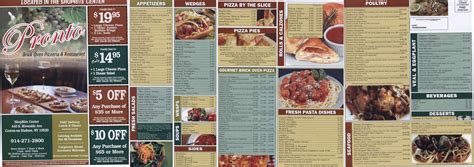 Menu at Pronto pizzeria, Croton-on-Hudson