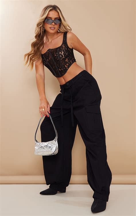 Black Baggy Low Rise 90’S Cargo Trousers | Bottoms | PrettyLittleThing CA