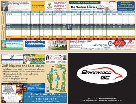 Scorecard - Briarwood Golf Club