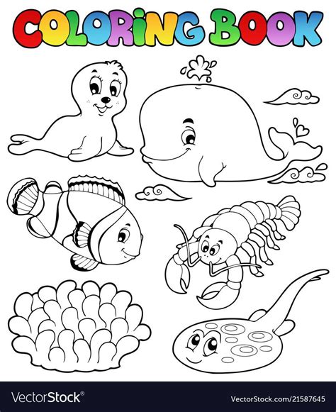 Coloring book various sea animals 3 vector image on VectorStock | Coloring books, Butterfly ...