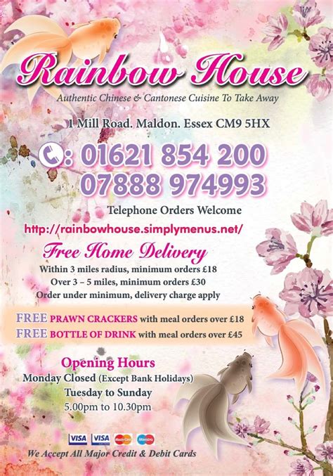 Rainbow House Chinese & Cantonese takeaway Maldon's full menu online