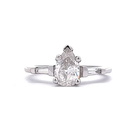 Vintage Style Pear Cut Diamond Engagement Ring in Platinum - Filigree Jewelers