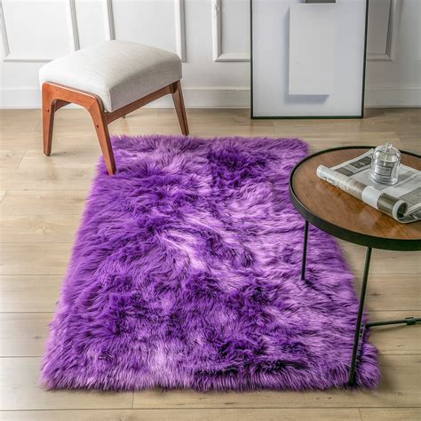 Deluxe Soft Faux Sheepskin Fur Series Decorative Indoor Area Rug, 4 x 6 ...