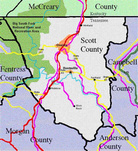 Scott Co, TN Map of Present Day