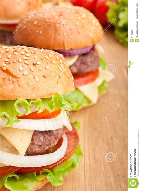 Cheeseburger, with Ingredients Stock Image - Image of bread, cheddar: 9769609