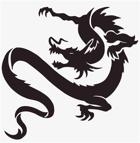 Dragon Clipart Stencil - Small Chinese Dragon Tattoo Transparent PNG ...