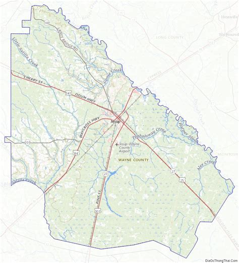 Map of Wayne County, Georgia - Thong Thai Real