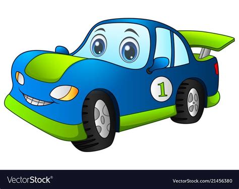 Cartoon sport blue car Royalty Free Vector Image | Baskı, Tahta sanat ...