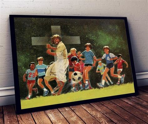 Jesus Playing Football With Children The Holy Cross Sports Canvas ...