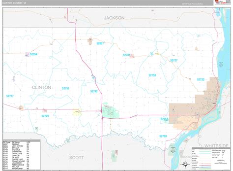 Clinton County, IA Wall Map Premium Style by MarketMAPS - MapSales