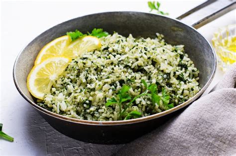 Spinach Lemon Rice with Fresh Herbs - The Vegan Atlas