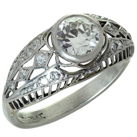 Antique Diamond Platinum Filigree Engagement Ring For Sale at 1stDibs ...