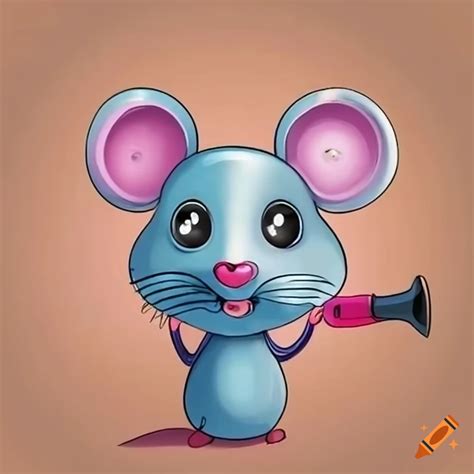 Cartoon mouse with a vibrant hair dryer on Craiyon
