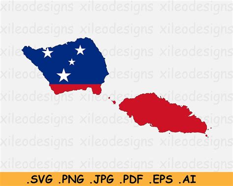 Samoa Map Flag Samoan SVG Circut Cut File Island Country | Etsy