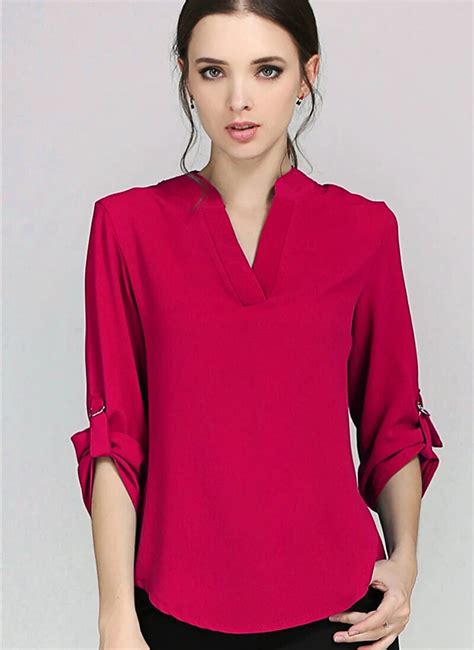 Casual Solid Elegant Deep V Neck Chiffon Blouses Ruffles Long Sleeve Women Chiffon Shirt Fashion ...