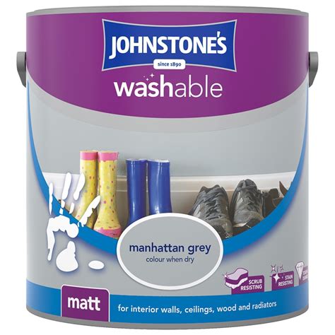 Johnstone's Washable Matt Paint - Manhattan Grey 2.5L - B&M