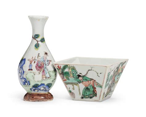 TWO CHINESE FAMILLE VERTE SMALL VESSELS , KANGXI-QIANLONG PERIODS ...