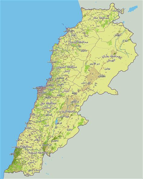 Lebanon map with capital Beirut, national borders, important cities ...