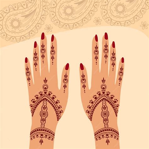 Premium Vector | Henna Mehndi Hands Vector Illustration, Hand Drawn Henna Vector Design