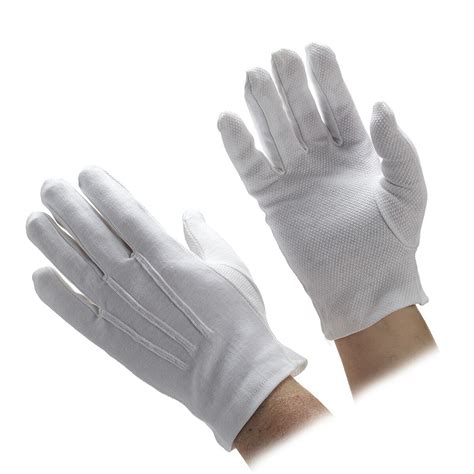 White Cotton Beaded Grip Gloves | Food Service Gloves | Gloves-Online