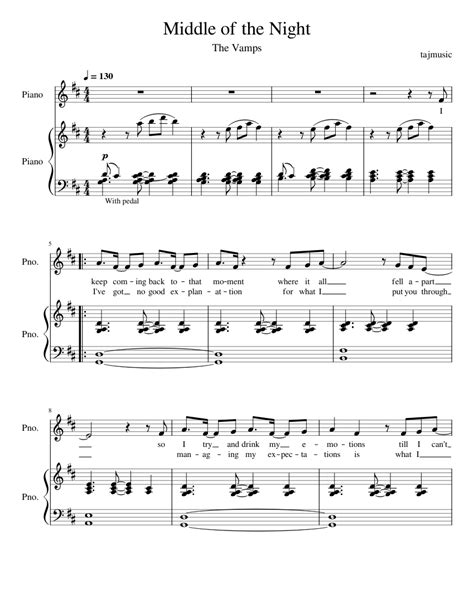 Middle of the Night- The Vamps Sheet music for Piano | Download free in ...