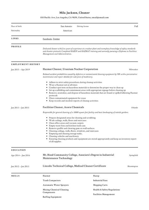 Cleaner Resume Template | Resume examples, Resume, Resume guide