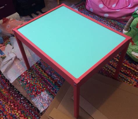 IKEA LATT art table Plexiglass top for dry erase markers and a hidden roll of art paper | Art ...