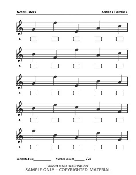 Treble Clef Note Worksheet