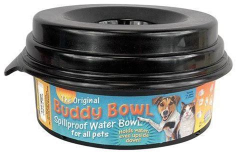 Spill-proof and waterproof pet watering dish. The Buddy Bowl is Made in the USA with food-grade ...