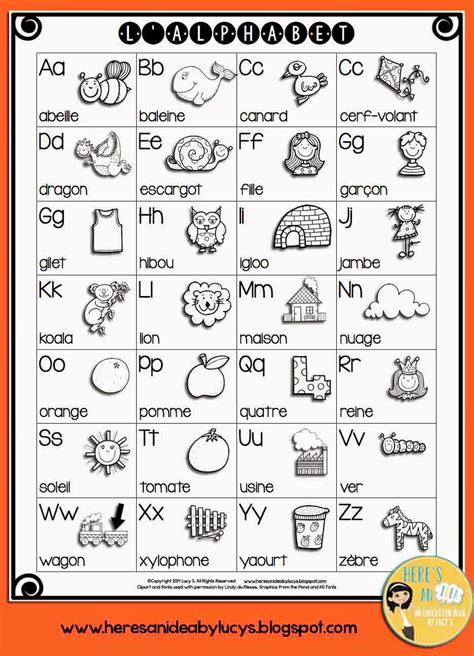 I'm in a sharing mood! FREE B&W Alphabet Charts - English and French versions | French alphabet ...