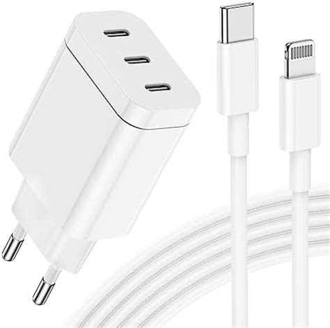 Chargeur iPhone Rapide,[Certifié Apple MFi] 24W 3-Ports USB C Chargeur ...