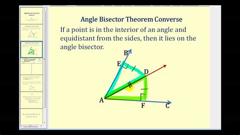 Proof: The Angle Bisector Theorem Converse - YouTube