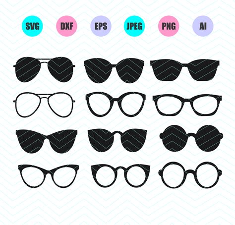 Sunglasses Svg Dxf Eps Png Jpg Ai Cut Vector File Silhouette Cricut ...