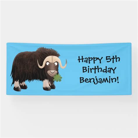 Funny musk ox cartoon illustration banner | Zazzle.com