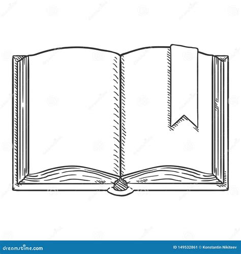 Vector Sketch Illustration - Open Book with Bookmark Stock Vector - Illustration of blank, icon ...