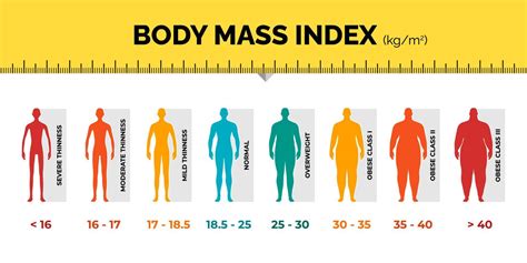 BMI classification chart measurement man colorful infographic with ...