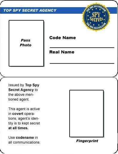 11+ Spy Id Card Template | Spy party, Id card template, Secret agent party