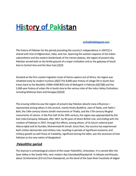 SOLUTION: History of pakistan - Studypool