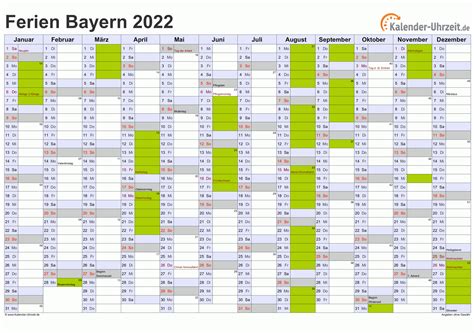 Kalender 2022 Bayern Mit Feiertagen Und Schulferien Zum Ausdrucken / Alle ferientermine ...