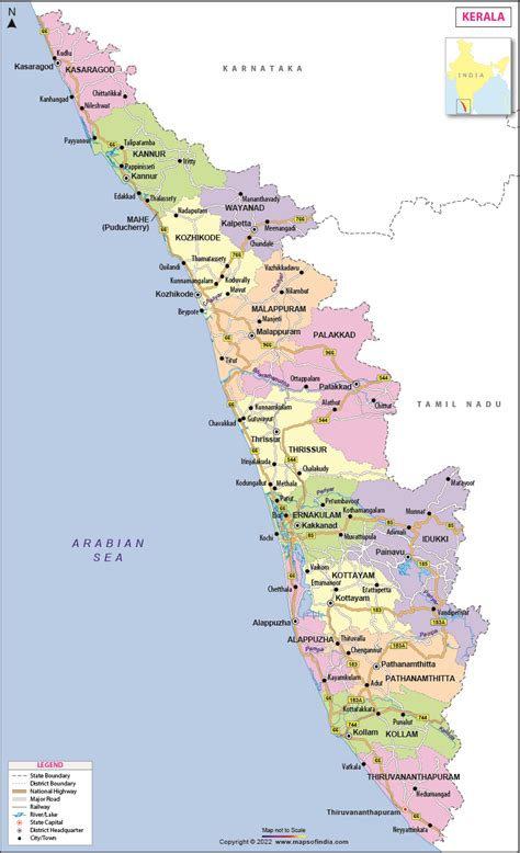 Kerala Map | Map of Kerala - State, Districts Information and Facts