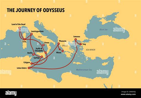 Map with the journey of Odysseus Stock Photo - Alamy