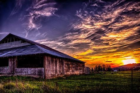 Old Barn with Sunset | ... Southern Oregon | Beautiful sunset over old barn by Colby Drake ...