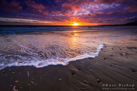 Sunset over the Channel Islands from Ventura State Beach, Ventura, California USA / Click image ...