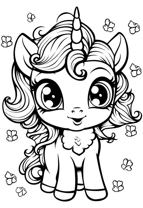 Happy Adorable Cute Unicorn Coloring Book Page for Kids 24190607 Vector Art at Vecteezy