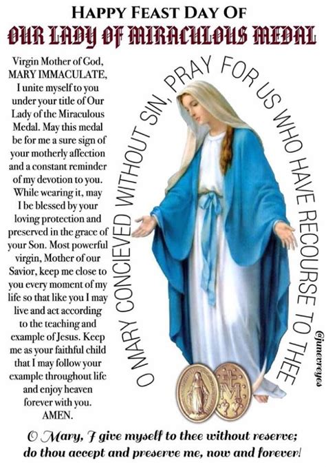 A BLESSED FEAST DAY OUR LADY OF MIRACULOUS MEDAL November 27th IMMACULATE VIRGIN MARY, Mother of ...