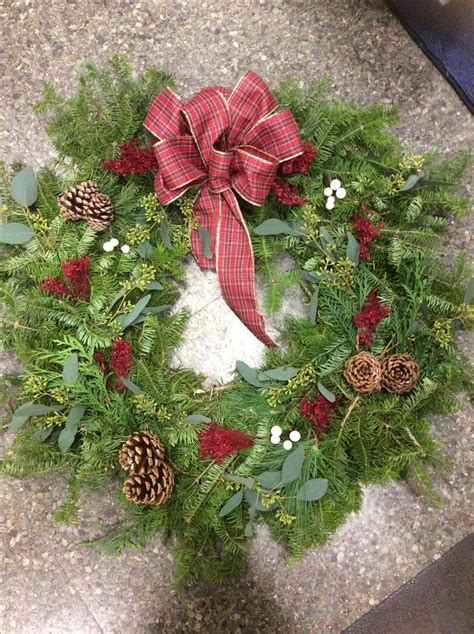 Fresh pine wreath for the winter holiday.