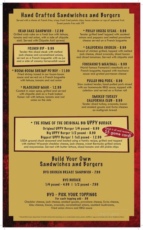 Menu of Uptown Alley in Midlothian, VA 23112